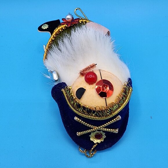 Vintage Pirate Ornament Peg Leg Eye Patch Black Hat Flocked 1960s from Japan - Picture 9 of 10